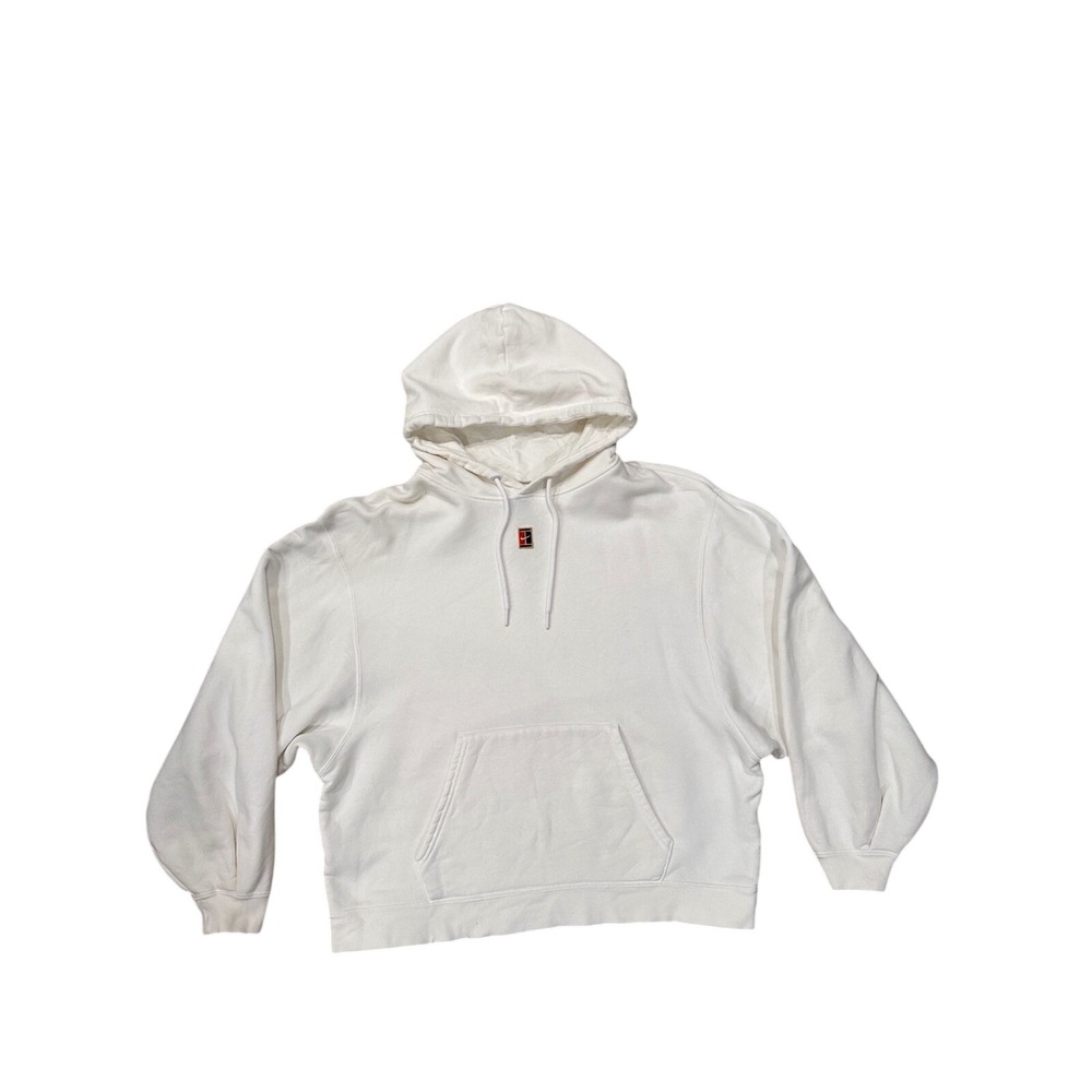 Nike Tennis Court Logo‎ Hoodie White Sweatshirt Pullover Hooded Top Women's